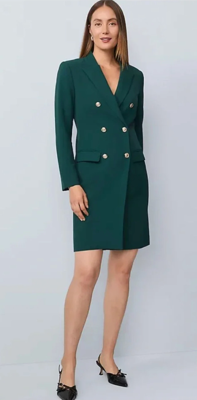 NEW ANN TAYLOR GREEN DOUBLE BREASTED BLAZER DRESS SZ 6